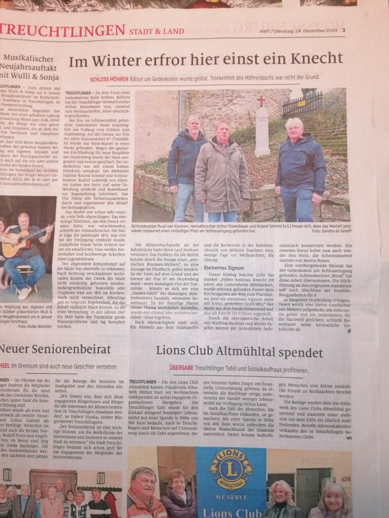 Treuchtlinger kurier gedenktstein Moehren